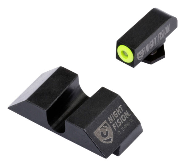 Night Fision GLK001014YGZ Tritium Night Sights For Glock Green Tritium Yellow Outline Front Sight- Black/Blank Rear Sight Glock 17/17L/19/22