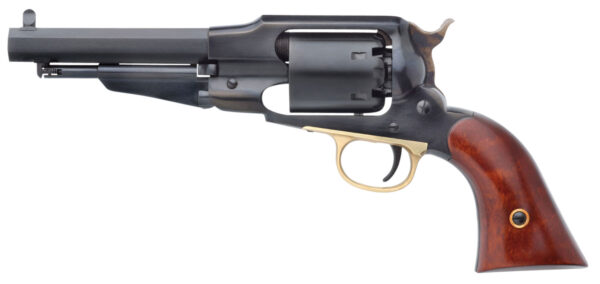 Taylors & Company 550833 1858 Remington Uberti 44 Cal 6 Shot Percussion 5.50" Blued Octagon Barrel, Cylinder & Steel Frame, Walnut Grip