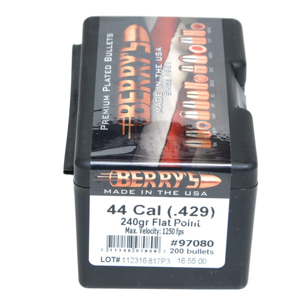 Berry's Superior Plated .44 Cal 240gr Flat Point Pistol Bullets
