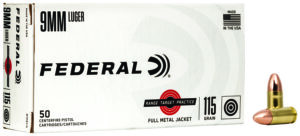 Federal RTP9115 Range & Target 9mmLuger 115gr Full Metal Jacket 50 Per Box/20 Case