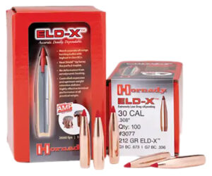 Hornady 3077 ELD-X 30 Cal .308 212 gr Extremely Low Drag eXpanding 100 Per Box/ 15 Case