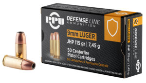 PPU PPD91 Defense 9mmLuger 115gr Jacketed Hollow Point 50 Per Box/20 Case
