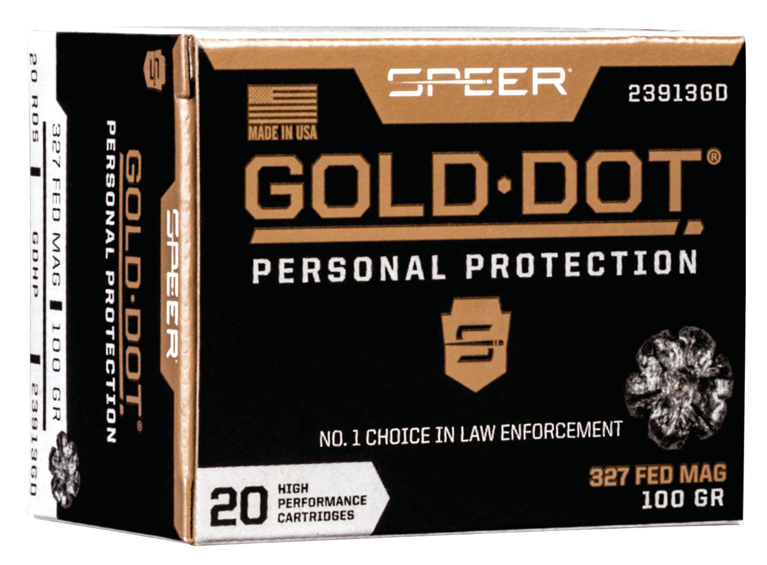 Speer Gold Dot Personal Protection .327 Federal Magnum 100 gr Gold Dot Hollow Point, 20-Round Box