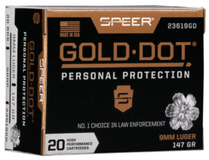 Speer 23619GD Gold Dot Personal Protection 9mmLuger 147gr Hollow Point 20 Per Box/10 Case