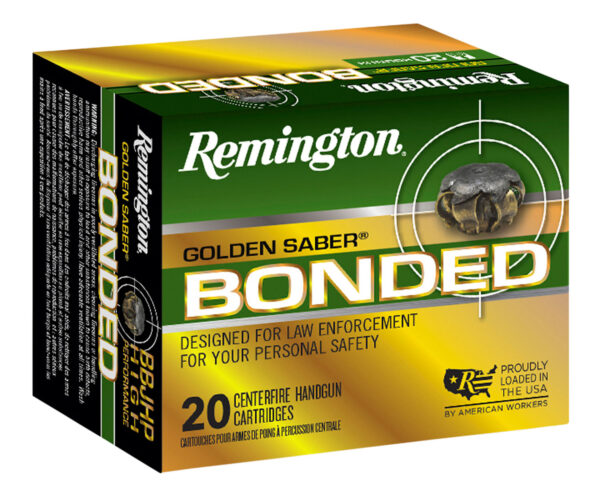 Remington Ammunition 29363 Golden Saber Bonded 40S&W 165gr Bonded Brass Jacketed Hollow Point 20 Per Box/25 Case