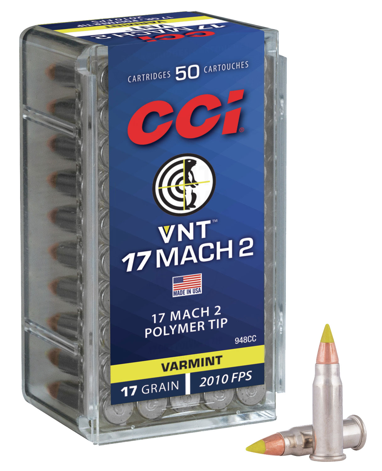 CCI VNT 17 Mach 2 (.17 HM2) 17gr Ballistic Tip