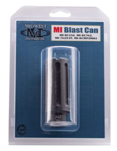 Midwest Industries MIBC556 Blast Can Black Hardcoat Anodized 6061-T6 Aluminum with 1/2"-28 tpi Threads, 3.38" OAL & 1.20" Diameter for 5.56x45mm NATO AR-Platform