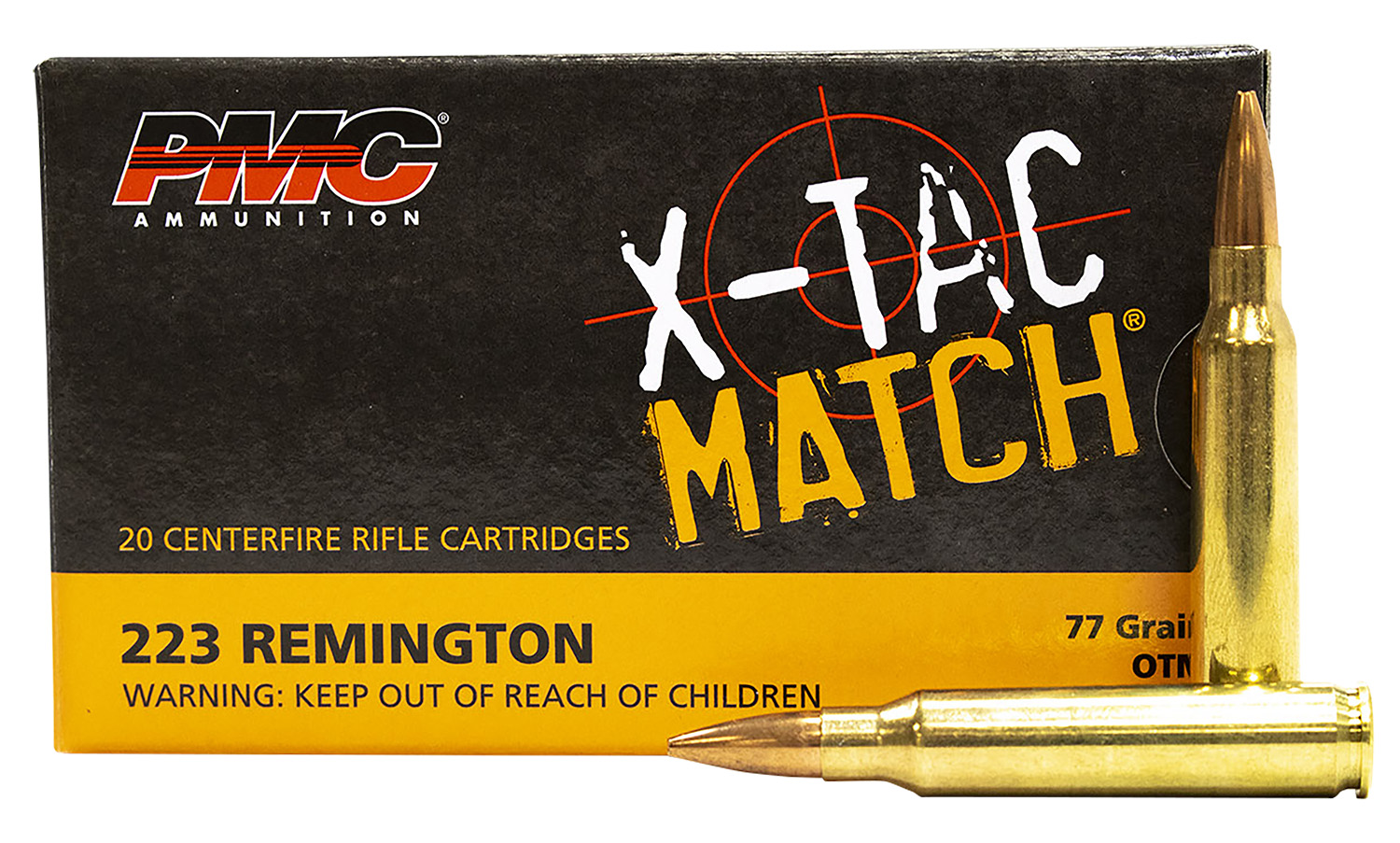 PMC X-Tac Match .223 Rem/5.56 NATO 77gr OTM Ammunition, 20-Round Box