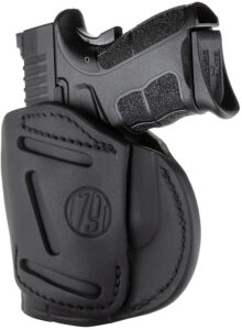 1791 Gunleather 4WH4SBLR 4-Way IWB/OWB Size 04 Stealth Black Leather Belt Clip Compatible w/Glock 26/Springfield XD/XDS/S&W M&P Shield Plus Right Hand