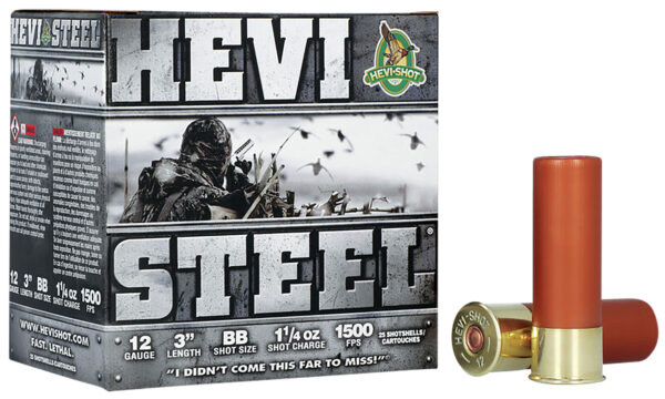 HEVI-Shot HS60088 HEVI-Steel 12Gauge 3" 1 1/4oz BBShot 25 Per Box/10 Case