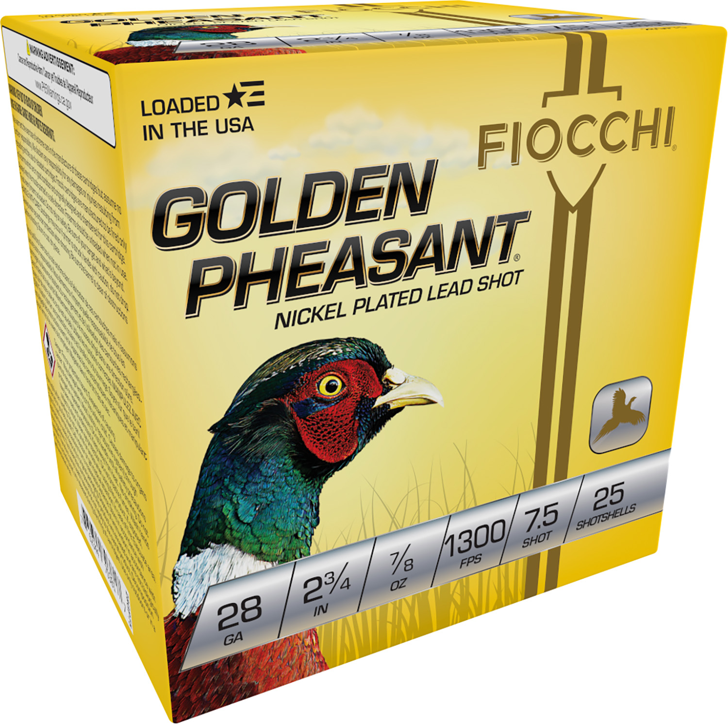 116578.jpg Fiocchi 28GP75 Golden Pheasant Extrema 28Gauge 2.75" 7/8oz 7.5Shot 25 Per Box/10 Case