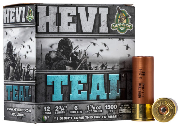HEVI-Shot HS61226 HEVI-Teal 12Gauge 2.75" 1 1/8oz 6Shot 25 Per Box/10 Case