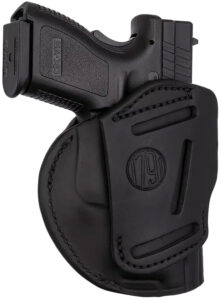 1791 Gunleather 4WH5SBLL 4-Way IWB/OWB 05 Stealth Black Leather Belt Clip Fits S&W M&P/Springfield XD/Glock 17/HK VP9 Left Hand