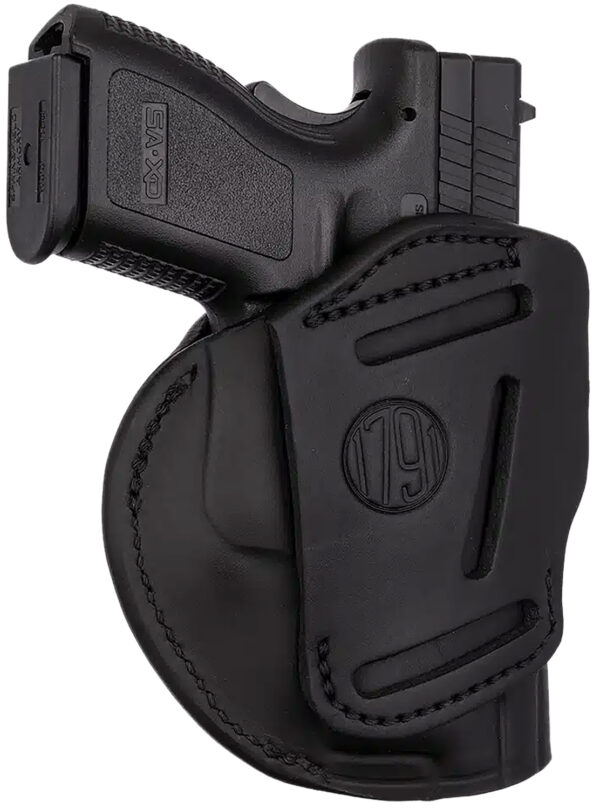 1791 Gunleather 4WH5SBLL 4-Way IWB/OWB 05 Stealth Black Leather Belt Clip Fits S&W M&P/Springfield XD/Glock 17/HK VP9 Left Hand