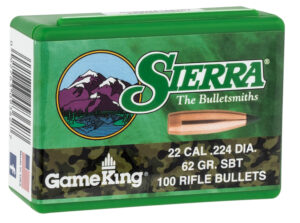 Sierra GameKing .22 Cal Bullets, 62 gr Spitzer Boat Tail