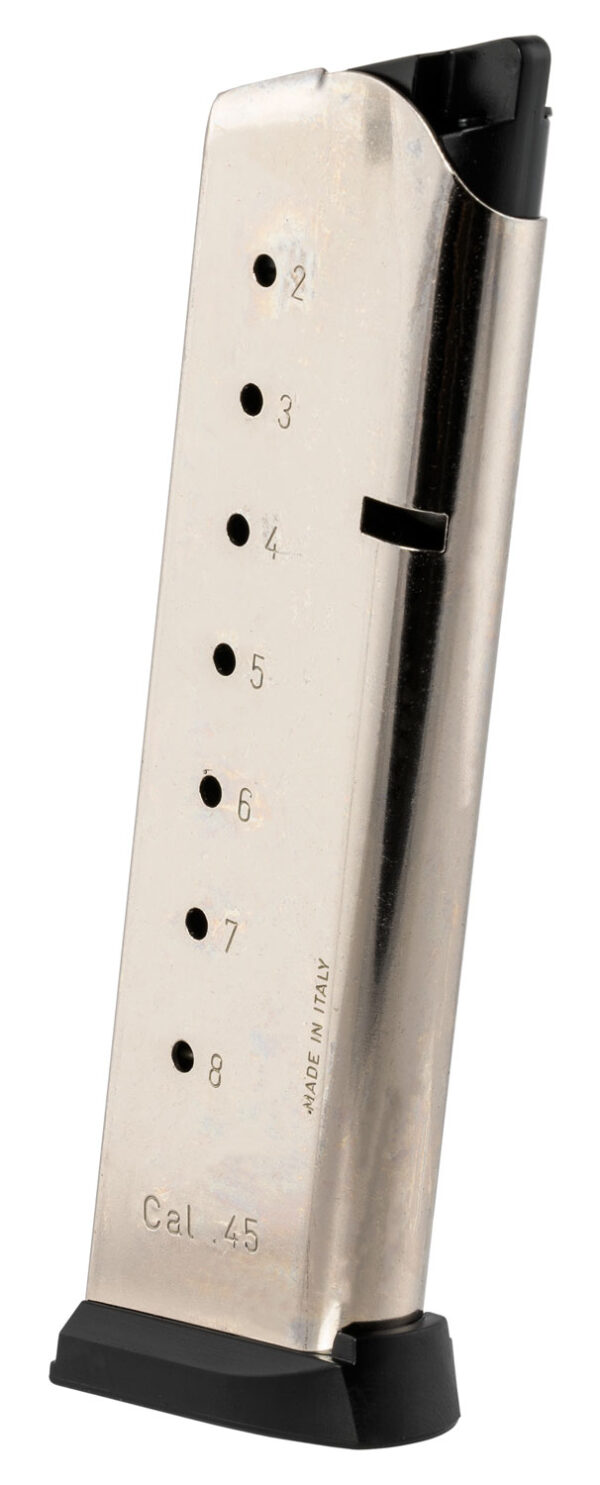 Mec-Gar MGCG4508NPF Standard 8rd 45 ACP Fits 1911 Government Nickel Stainless Steel