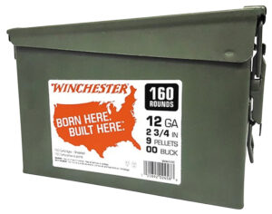Winchester Ammo WW12C USA 12Gauge 2.75" 9Pellets 00Buck Shot 160rds/2 Case *Ammo Can
