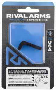 Rival Arms RA72G001A Magazine Release Compatible w/Glock Gen3 (Except 21SF) Extended, Black Anodized Aluminum