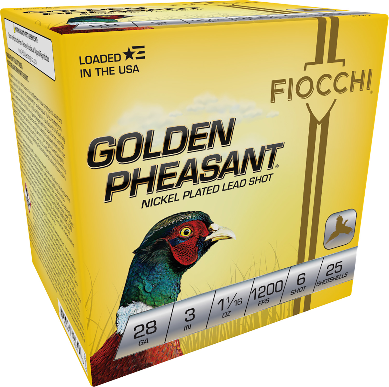 129243.jpg Fiocchi 283GP6 Golden Pheasant Extrema 28Gauge 3" 11/16oz 6Shot 25 Per Box/10 Case