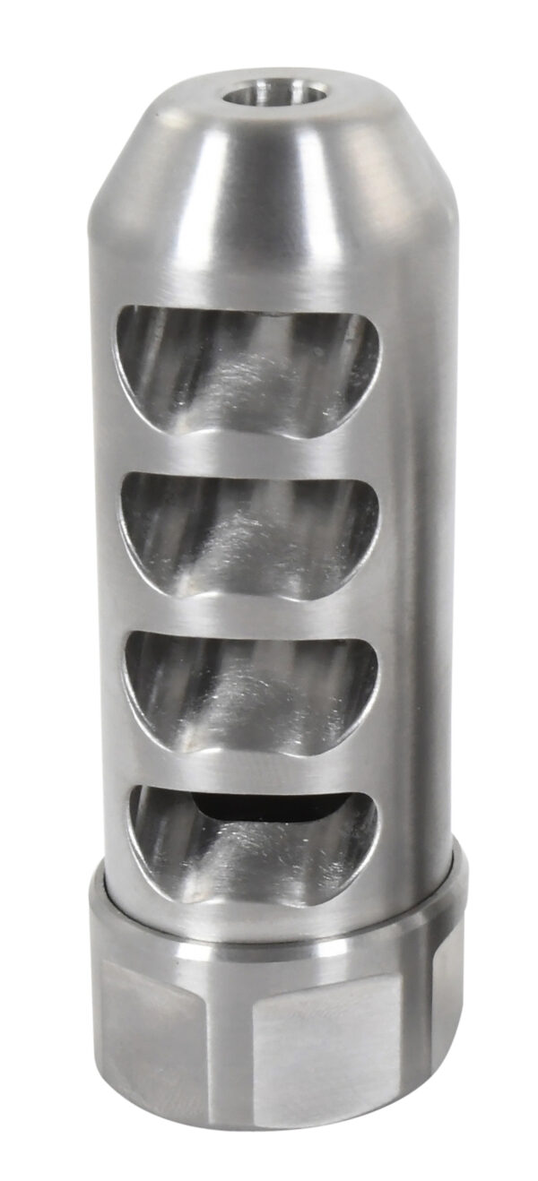 American Precision Arms G2F5838S Gen 2 Fat Bastard Self Timing Brake Stainless Steel with 5/8"-24 tpi Threads, 3.30" OAL & 1.115" Diameter for 338 Cal Rifle