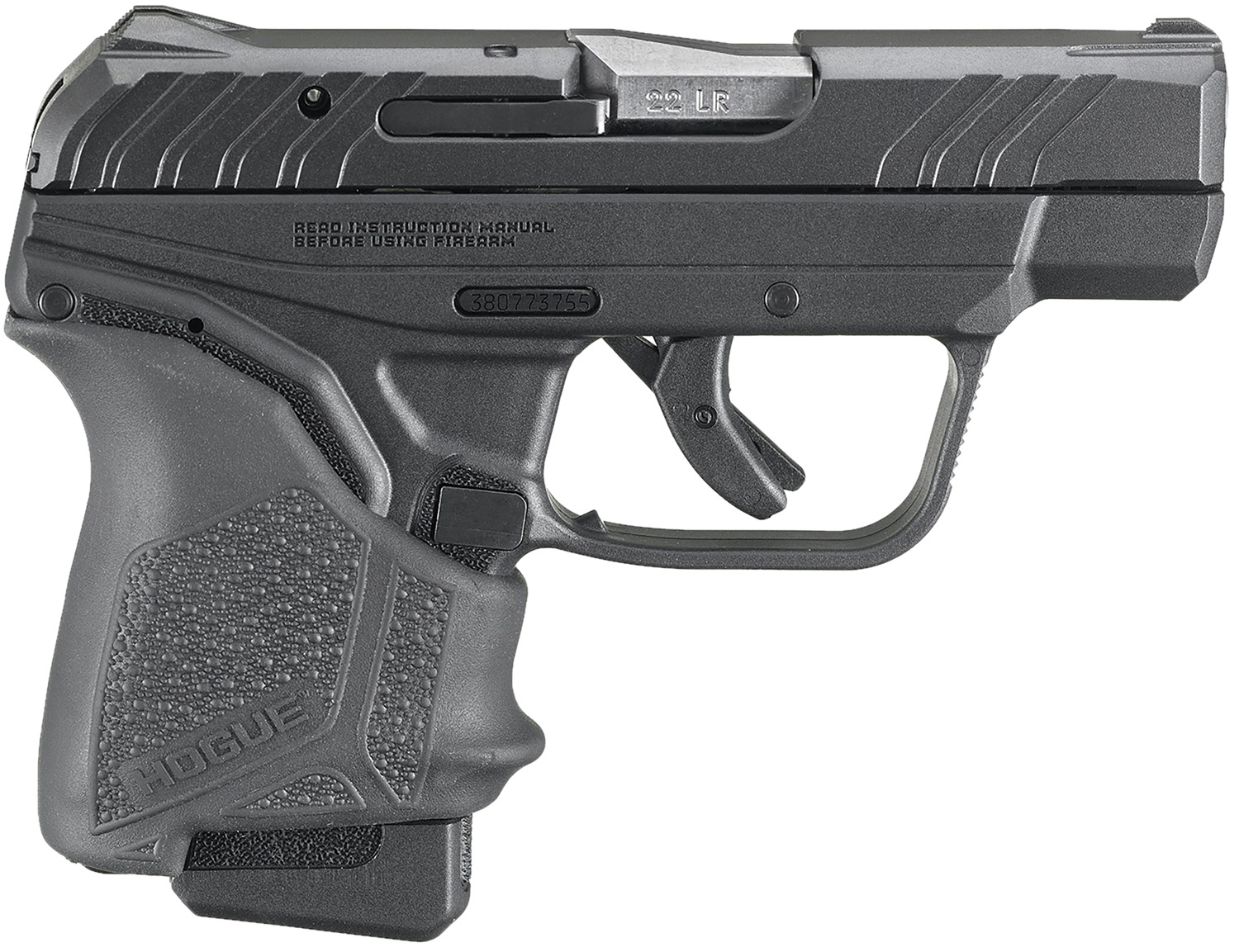 132417.jpg Ruger 13714 LCP II 22 LR 10+1 2.75" Satin Stainless Steel Barrel, Black Oxide Serrated Slide, Black Polymer Frame, Black Hogue HandALL Rubber Grip, Lite Rack System, Right Hand