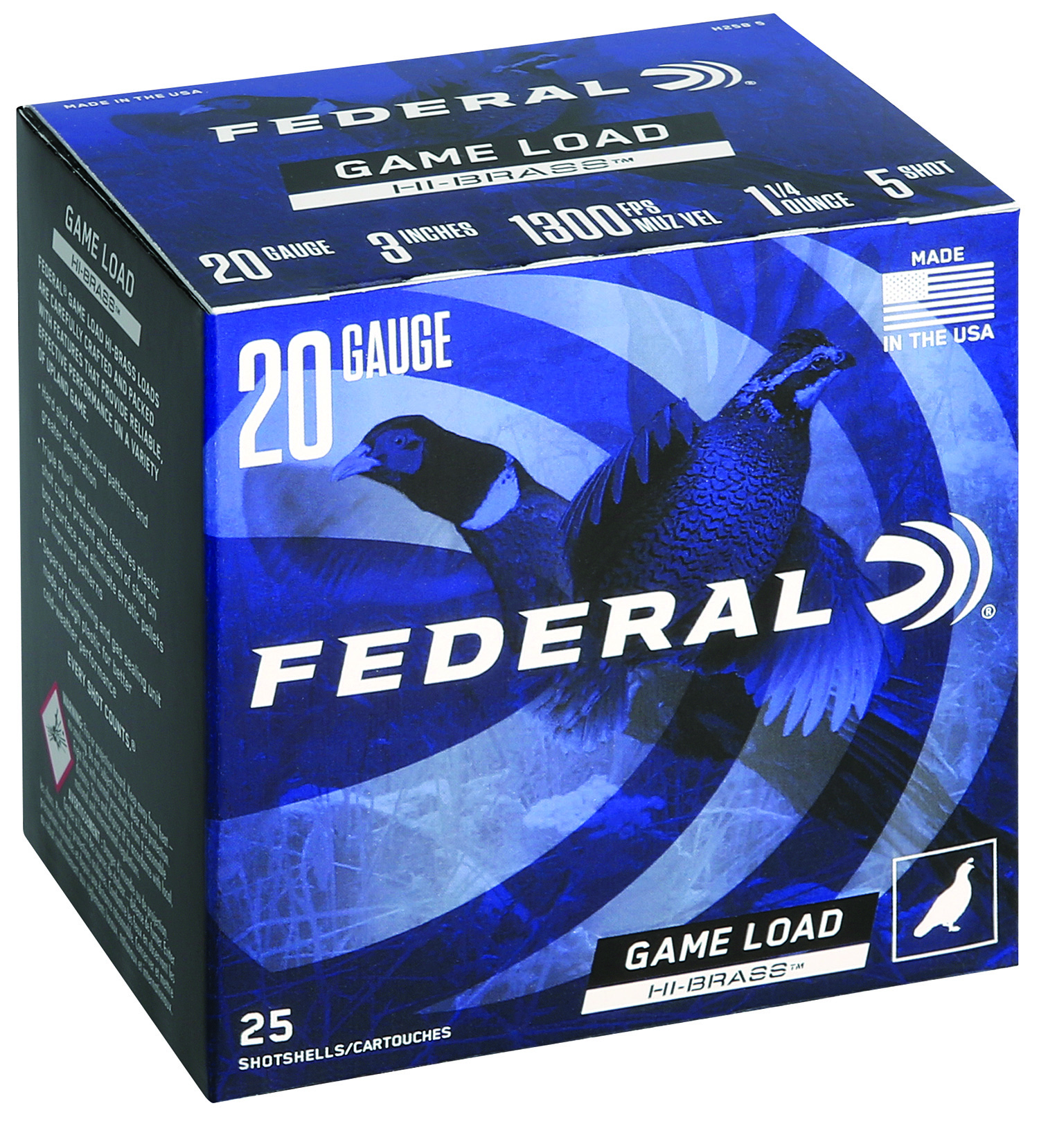 149814.jpg Federal H2585 Game-Shok High Brass 20Gauge 3" 1 1/4oz 5Shot 25 Per Box/10 Case