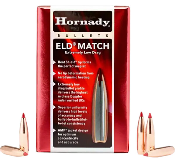 Hornady 2561 ELD Match 25 Cal .257 134 gr Extremely Low Drag Match 100 Per Box/ 15 Case
