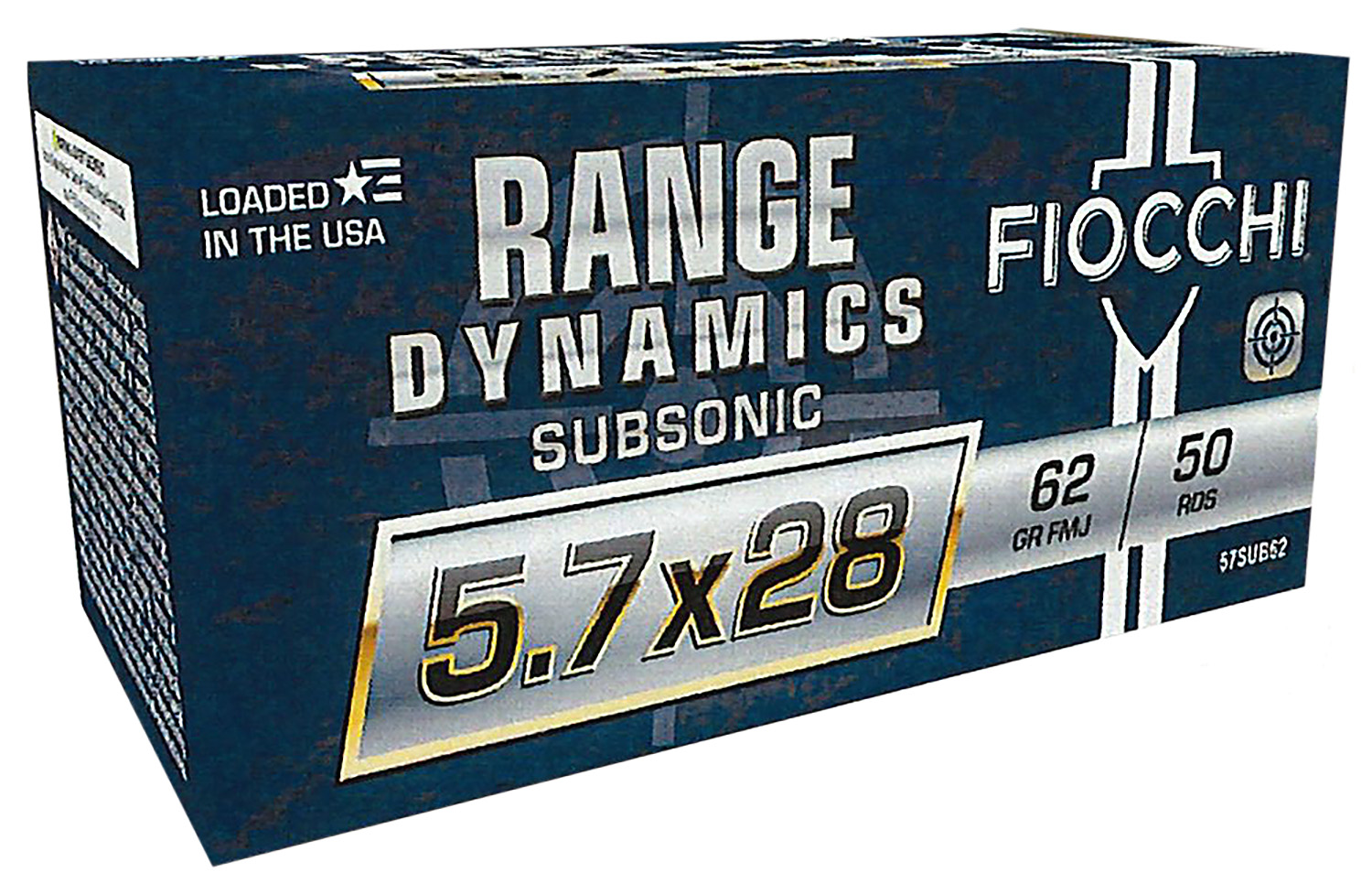 150216.jpg Fiocchi 57SUB62 Range Dynamics Subsonic 5.7x28mm 62gr Full Metal Jacket 50 Per Box/10 Case
