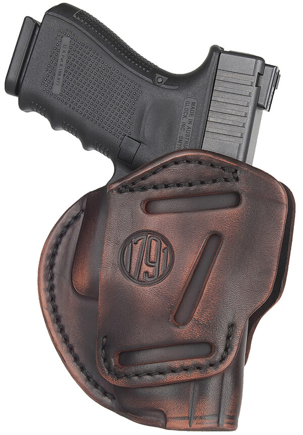 1791 Gunleather 3WH5VTGA 3-Way IWB/OWB Size 05 Vintage Leather Belt Loop Fits Glock 17 Fits HK VP9 Fits MP9 Ambidextrous Hand