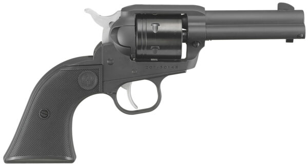 Ruger 2052 Wrangler 22 LR 6 Shot 3.75" Black Cerakote Steel Barrel, Black Cerakote Aluminum Frame, Black Cerakote Cylinder, Black Checkered Polymer Grip, Transfer Bar Safety, Exposed Hammer