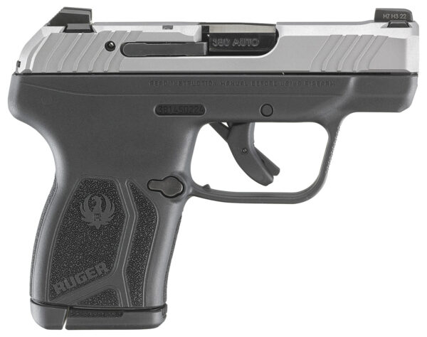 Ruger 13744 LCP Max Compact 380 ACP 10+1 2.80" Black Oxide Steel Barrel, Matte Stainless Serrated Slide, Black Polymer Frame w/Serrated Trigger Guard w/Black Nylon Grip