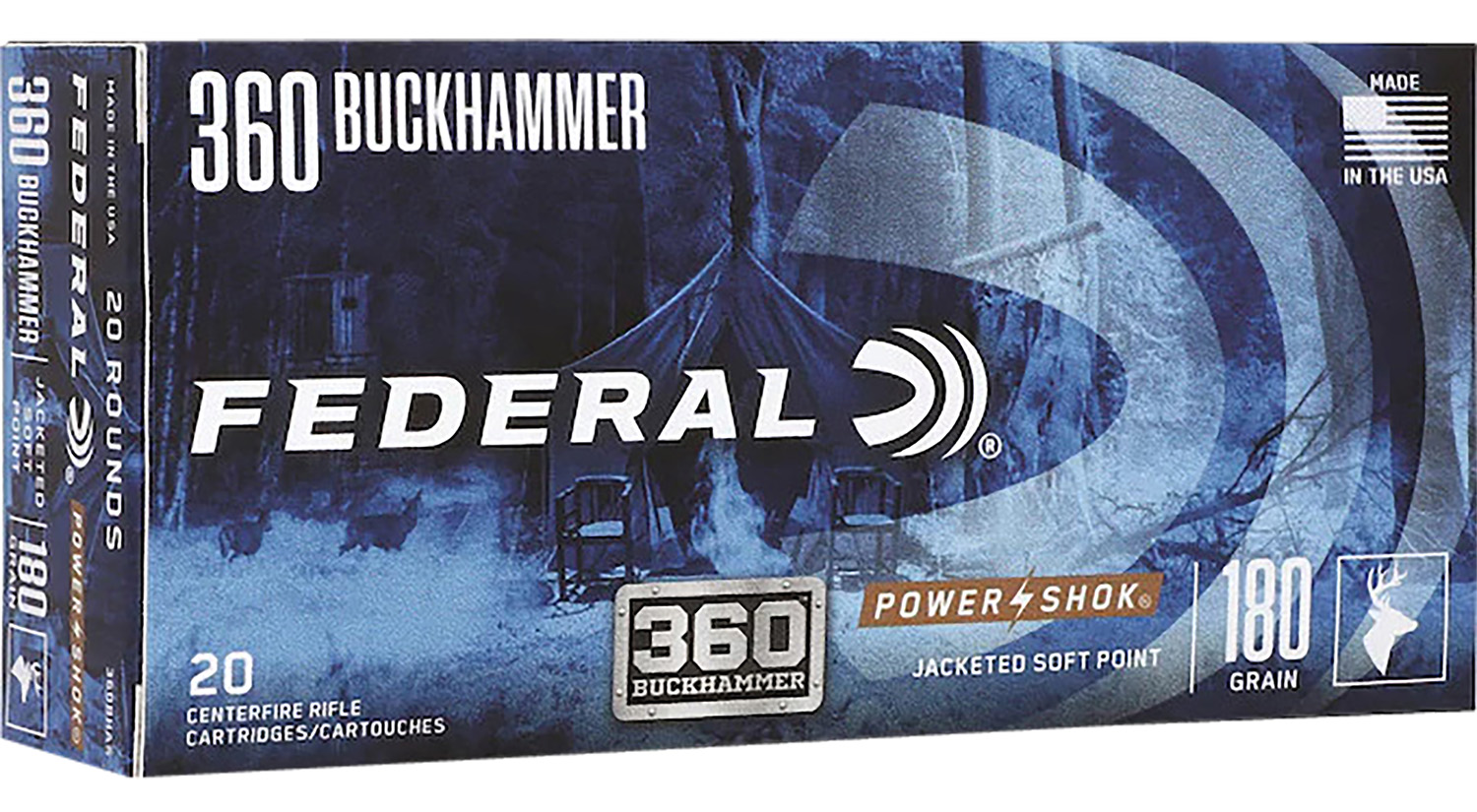 Federal Ammunition Power-Shok Buckhammer .360 Buckhammer 180 gr Soft Point, 20-Round Box