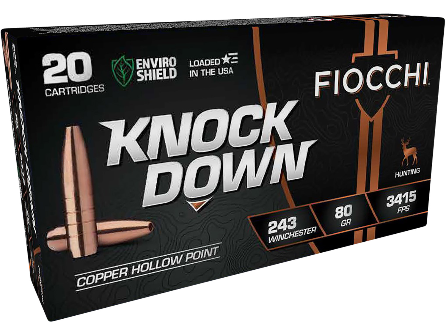 Fiocchi Knock Down Enviro-Shield .243 Winchester 80 gr, 20-Round Box