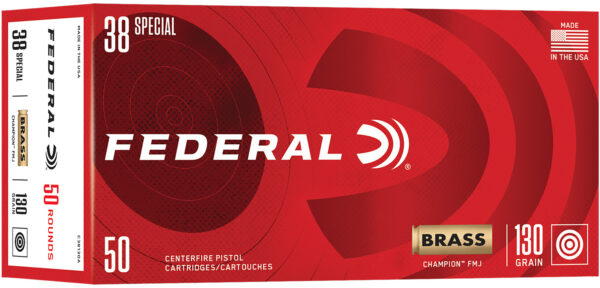 Federal C38130A Champion 38Special 130gr Full Metal Jacket 50 Per Box/20 Case