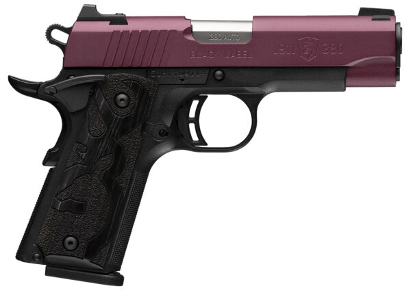 Browning 051995492 1911 Black Label Compact Frame 380 ACP 8+1 3.63" Matte Stainless Steel Barrel, Black Cherry Cerakote Serrated Steel Slide, Matte Black Polymer Frame, Black Polymer Grip