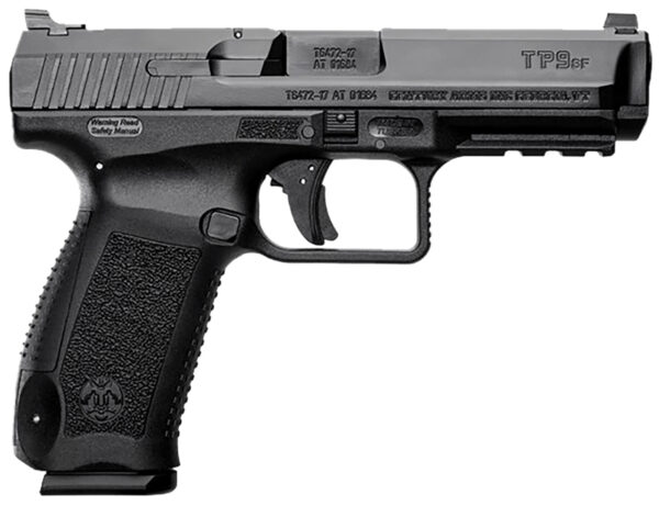 Canik HG4865N TP9 SF Full Size 9mm Luger 18+1 4.46" Black Nitride Match Grade Barrel, Black Cerakote Serrated Steel Slide & Polymer Frame w/Picatinny Rail, Black Interchangeable Backstrap Grip