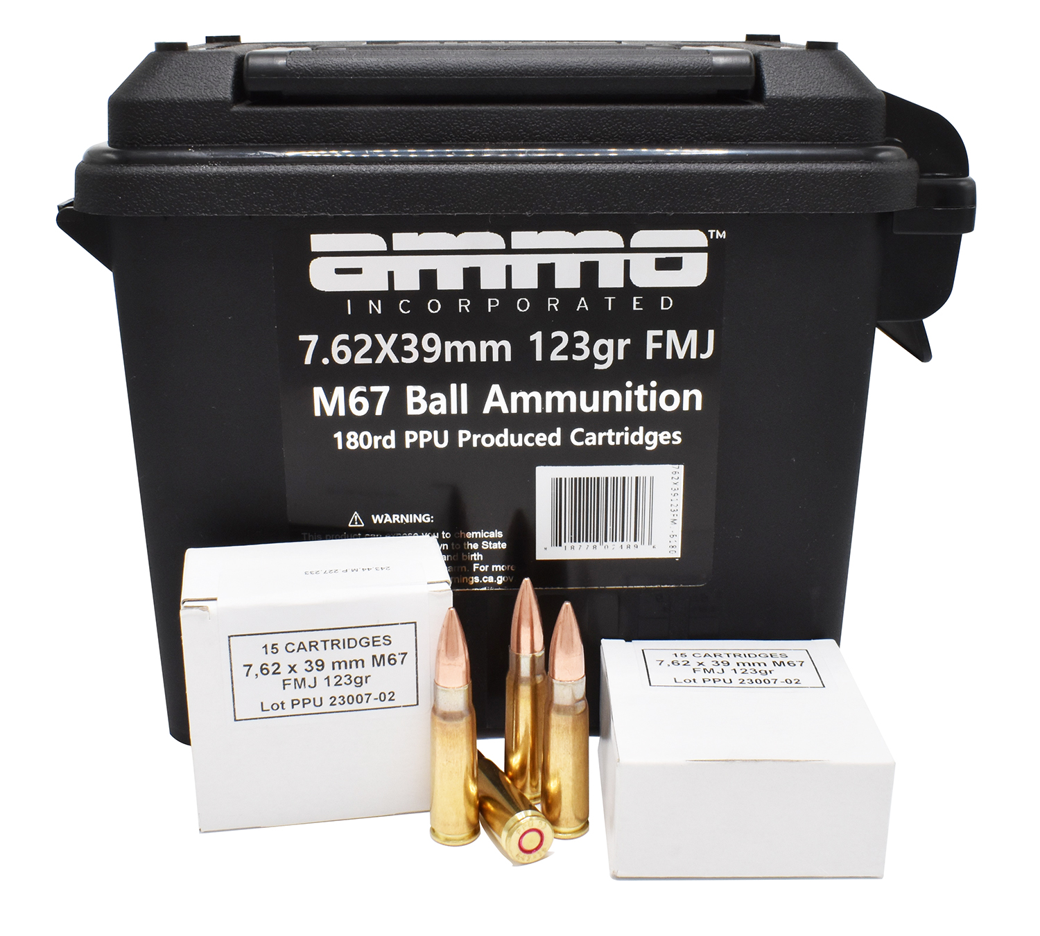 Ammo Inc 7.62x39mm 123 gr Full Metal Jacket, 180-Round Box