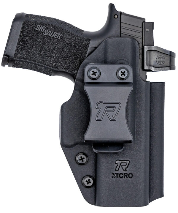 Rounded Gear RGUNVRSLCMPCTBLK Universal Kydex IWB Black Kydex Belt Clip Fits Compact Sized Handguns Right Hand