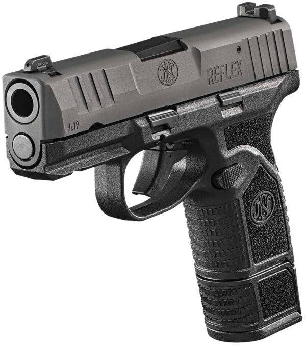 FN 66101416 Reflex 9mm Luger 15+1 11+1 3.30" Micro-Compact Frame Black PVD Serrated Steel Slide w/Picatinny Rail Stippled Grip Ambidextrous