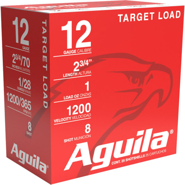 Aguila Target 12 Gauge 2.75-Inch 1oz #8 Shot 1200 fps, 25-Round Box