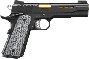 Kimber Mfg.,inc 3000383 Rapide 45 ACP 8+1 5" Gold TiN Steel Barrel, KimPro II Black Lightening Cut/Serrated Stainless Steel Slide, Kimpro II Black Steel Frame w/Beavertail, WavZ G10 Grip