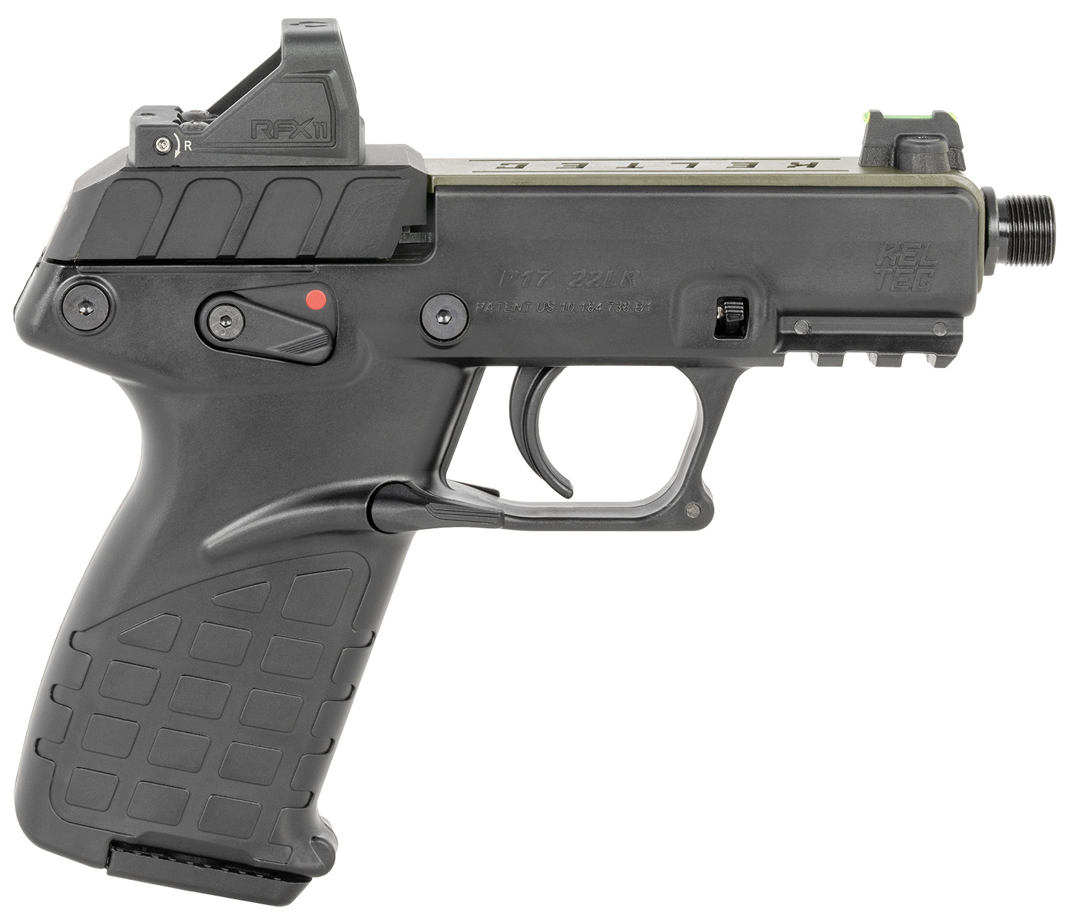 Kel-Tec P17 Pistol, .22 LR, Green/Black, with Green Dot Optic & Holster