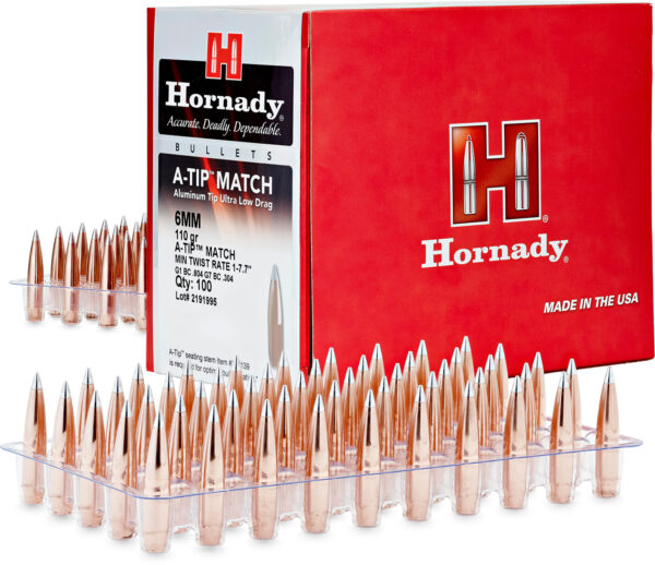 Hornady A-Tip Match 6mm .243 110gr Rifle Bullets, 500-Count Case of 6