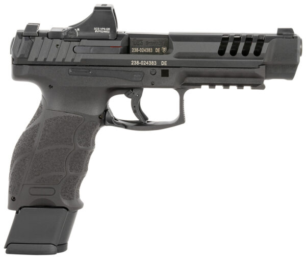 HK 81000878 VP9L SCS 9mm Luger 10+1 5" Black Polygonal Rifled Barrel, Long/Lightening Cuts/Optic Cut SCS Steel Slide, Polymer Frame w/Picatinny Rail, Black Interchangeable Backstrap Grip