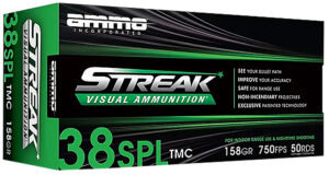 Ammo Inc 38158TMCSTRKGRN50 Streak Visual (GREEN) 38Special 158gr Total Metal Case 50 Per Box/20 Case