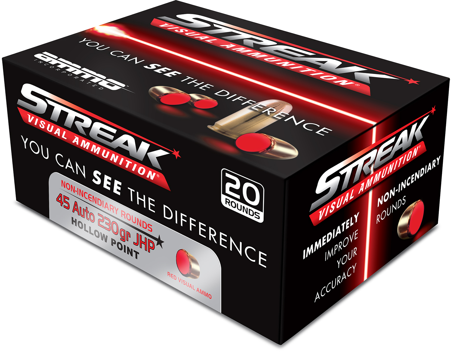 Ammo Inc Streak Visual Red .45 ACP 230gr JHP