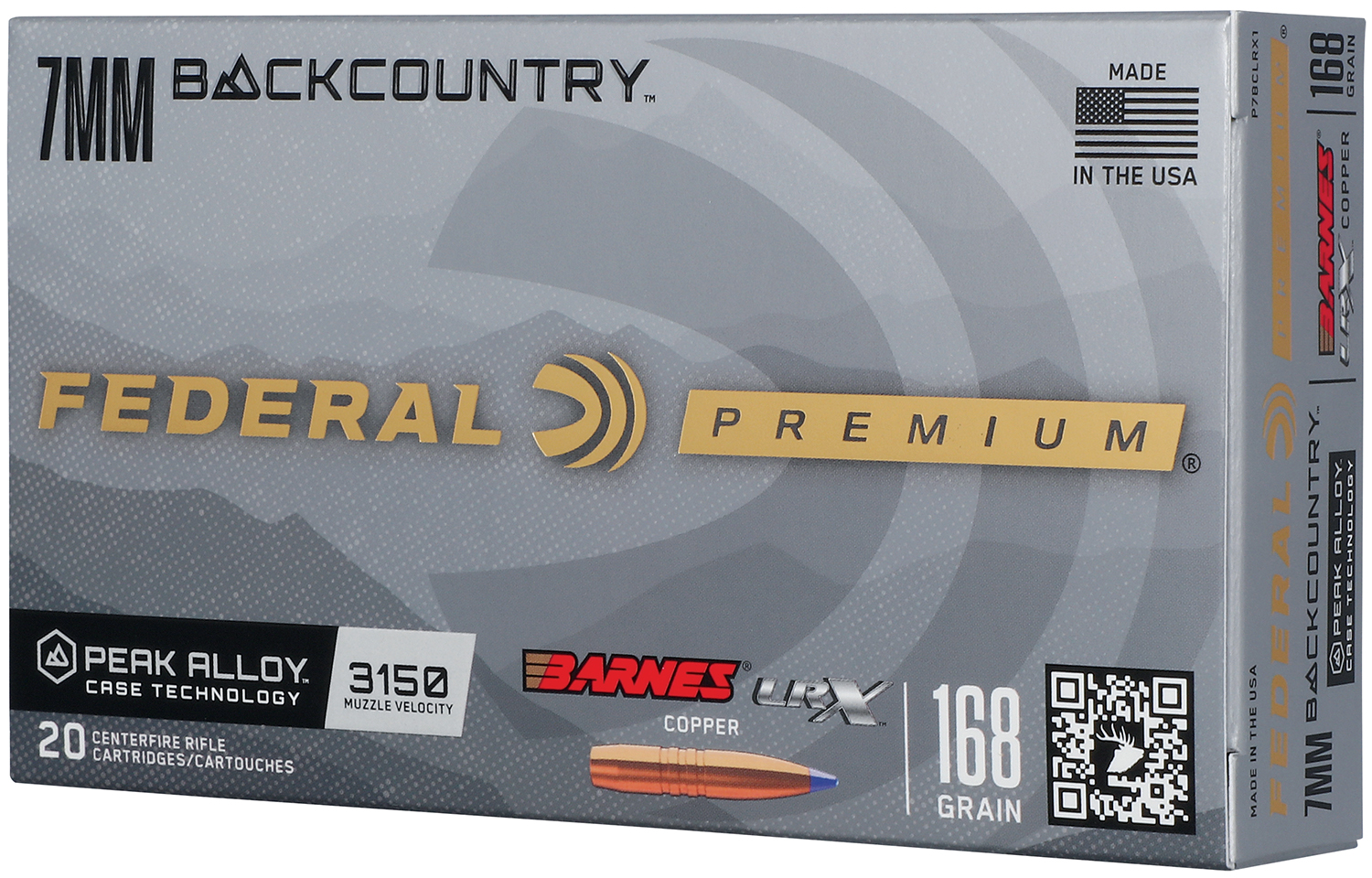 174796.jpg Federal P7BCLRX1 BackCountry 7mm BC 168gr 20 Per Box/10 Case