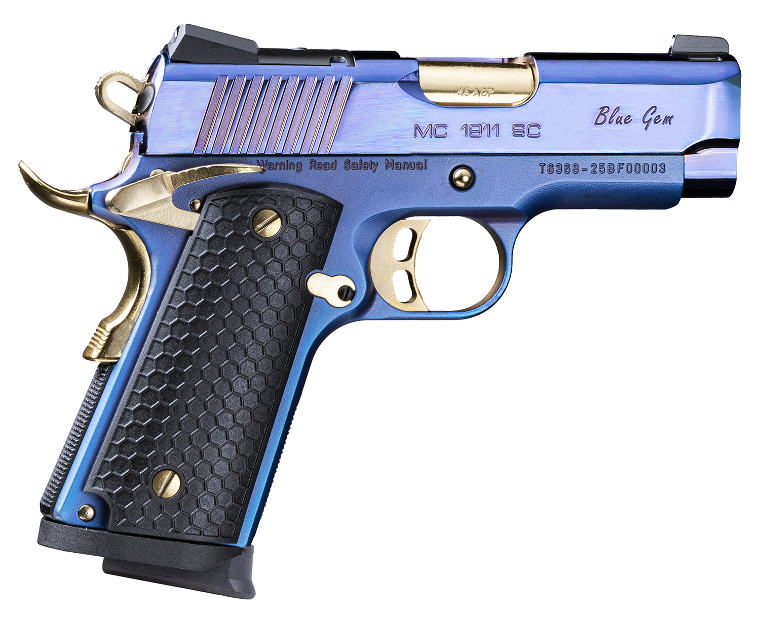 EAA Girsan MC1911SC Pistol, 9mm, 3.4-Inch, Blue/Gold PVD, 8-Round - European American Armory