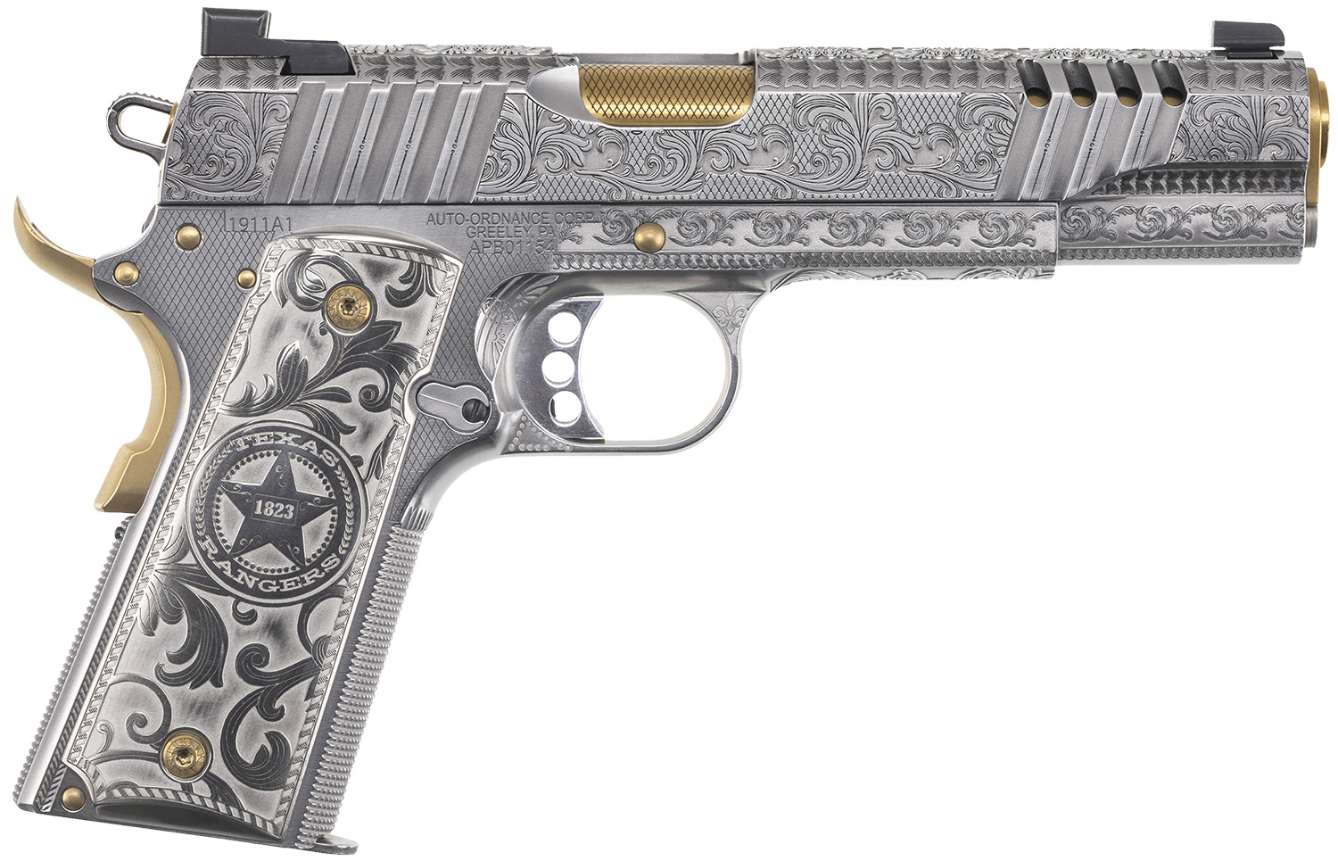 Auto-Ordnance 1911 Texas Ranger Special Edition, .45 ACP, 5-Inch, Gold PVD