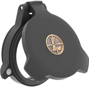 Leupold Alumina 28mm flip-back aluminum scope lens cover, matte black, screw-on
